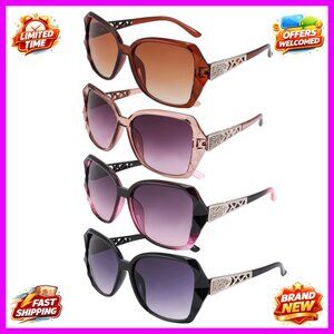 4-Pack Oversized Women's Sunglasses UV400 Protection Sparkling Frame